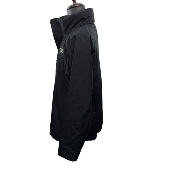 LL Bean Hooded Nylon Windbreaker Jacket Men Size Med Black Packable Lightweight - Picture 3 of 8